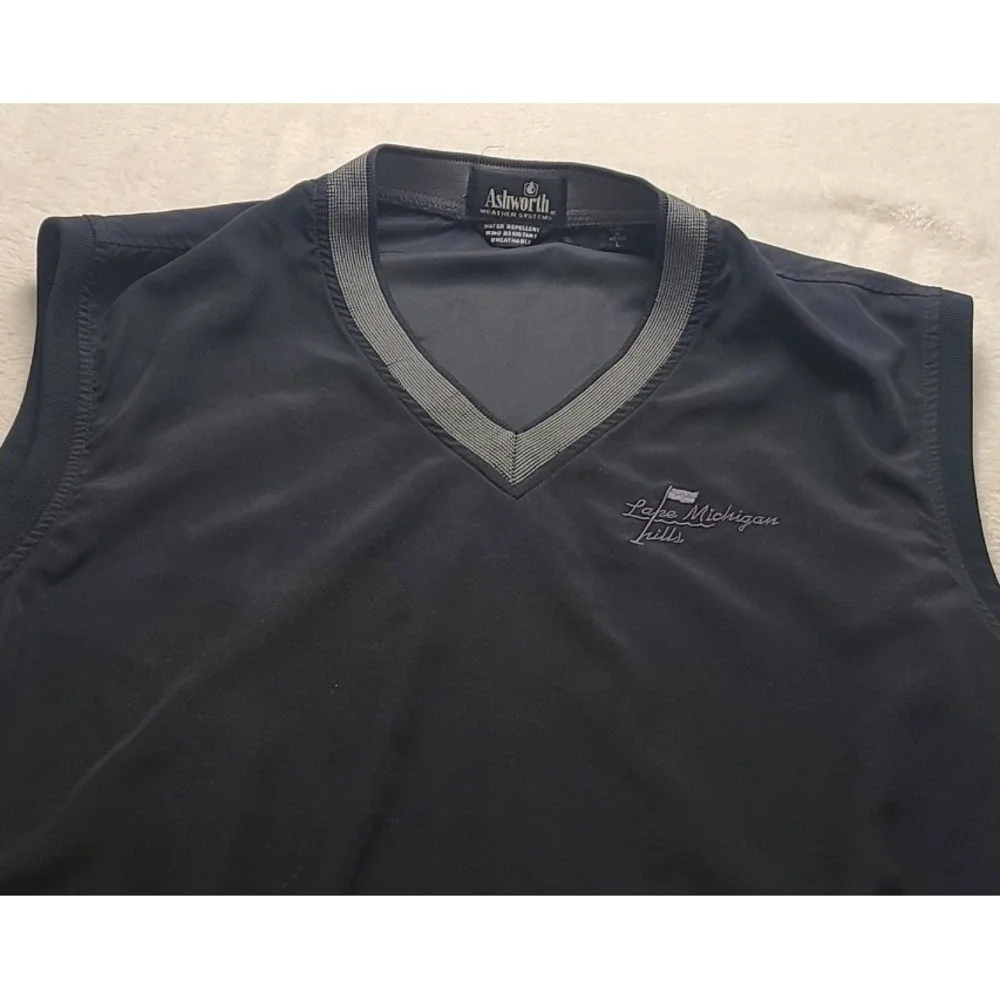 Ashworth Weather‎ Systems Golf Vest Men's L Black Lake Michigan Hills Windshirt